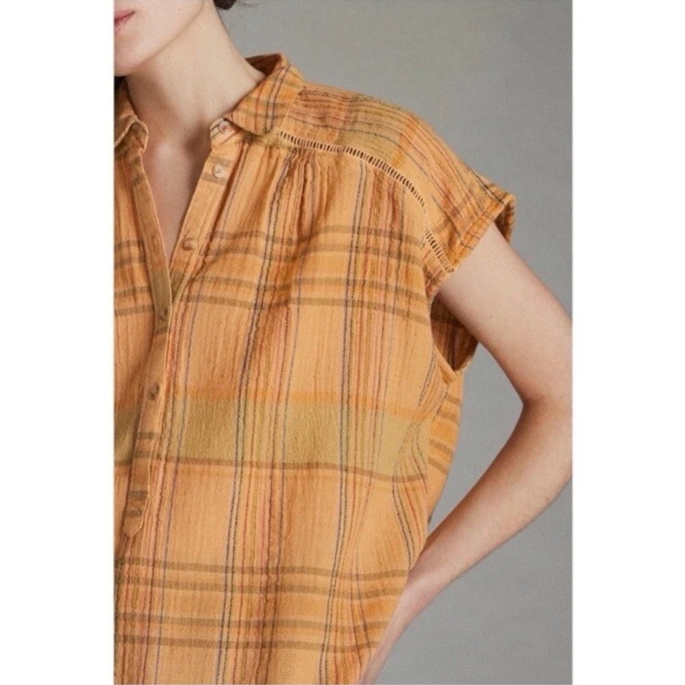 Anthropologie Pilcro Serena Surf blouse boxy boho-style button down XXSP